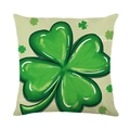 Funda de cojín de lino para San Patricio con estampado de trébol verde para sofá y hogar - Patrón de Trébol (JYM699-1)