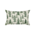 Federa rettangolare con stampa albero di Natale e fiocchi di neve in lino - 30*50cm (Imbottitura non inclusa) / Motivo Albero di Natale Verde Scuro (JYZ023-6)