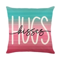 Vierkante kussenhoes met blauw-roze kleurverloop en HUGS kisses tekstprint - 45x45cm / Groen Magenta Gradiënt HUGS (JYM683-4)