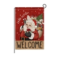 Weihnachts-Gartenflagge mit Weihnachtsmann und Hello Winter Schriftzug - Grüßender Weihnachtsmann Stil (HYQ077-2)