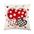 Deko-Kissenbezug aus Leinen mit roten Punkten und schwarzen karierten Herzmustern - Überlappende Herzen Polka-Dot Plaid Stil (JYM688-1) / Quadratischer Stil (Nur Bezug)
