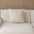 Housse de coussin blanc crème avec sapin de Noël brodé et texture en peluche douce - 45*45cm (Sans Cœur) / Grand Sapin Beige (3D Tufté)