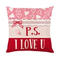 Square Nordic heart cushion cover with I LOVE U text and pink ribbon bow detail - P.S. I LOVE U Heart Three Tier Style(JYM684-3)