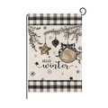 Garden flag with snowman and elk pattern and Hello Winter text on burlap background - Winter Stars Style (HYQ077-7)