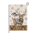 Vertical garden flag with reindeer design, Joy script and Welcome text for Xmas decor - Hyq077-8