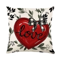 Fodera per cuscino in lino con cuore rosso e fiocco a scacchi per decorazione - Stile Cuore con Fiocco (JYM691-1)