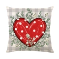 Valentine's Day heart and floral print pillowcase with grey checkered pattern - Heart Plaid Style (JYM692-1) / 45x45cm(Cover Only)