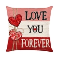Housse de coussin carrée avec cœurs rouges et inscription Love You Forever - Style Love You Forever (JYM693-3)