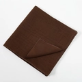 Close-up of coffee brown mercerized cotton scarf featuring delicate hemmed edges - 110*110 / Coffee
