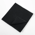 Close-up of black mercerized cotton square scarf with neatly stitched edge detailing - 110*110 / Black