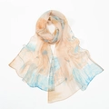 Elegant lightweight floral print georgette scarf for women with light brown and blue tones - 160x50cm / Khaki (XQ503-5#)