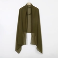 Close-up of dark green chiffon hijab material showing fabric texture and fine hemmed edges - Army Green