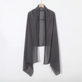Detail of dark grey chiffon scarf showing lightweight translucent fabric on a hanger - Dark Gray