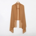 Close-up of tan pearl chiffon headscarf showing soft translucent fabric texture - Camel