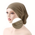 Solid brown non-slip hijab under-scarf cap with elastic inner band and secure grip - 27*23CM / Dark Khaki