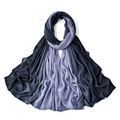 Detail of gradient modal hijab scarf showing soft fabric texture and fine hemmed edges - 13# Deep Blue + Grey Purple