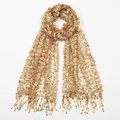 Sparkling gold sequin scarf wrap with fringe tassels for party and evening gowns - Gold