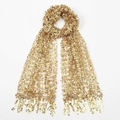Sparkling gold sequin fringed shawl wrap for women evening party and formal events - Gold Yellow