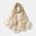 Elegante bufanda de georgette paisley en beige y oro, chal de verano ligero para sol - 160*50CM / Caqui