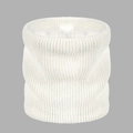 Detailed close-up of the white ribbed knit scarf featuring a soft plush fleece lining - White