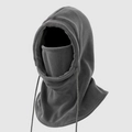 Deep grey hooded fleece neck gaiter with adjustable drawstring and windproof design - 47*36 / 2# Dark Grey