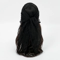 Eleganter schwarzer Spitzen-Kopftuch für Damen mit floraler Stickerei und Wellenrand - Schwarz