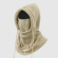 Winter thermal drawstring hoodie mask with thick fleece neck warmer for men and women - 47*36 / Khaki