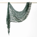 Detail of dark green printed headscarf draped on a wooden pole with abstract wavy patterns - Dark Green Wave Smudge (YW414-1# Green)