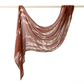 Close-up of lightweight maroon turban scarf with white tie-dye wavy patterns on display - Reddish Brown Wave Tie-dye (YW414-2# Rust Red)