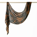 Detail of printed ethnic headscarf showing leopard pattern on soft rayon fabric - 180cm x 70cm / Black with Orange Brown Leopard Print (YW415-1#)