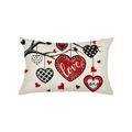 Funda de cojín lumbar con diseño de árbol de corazones rojos y negros y texto love - Estilo Árbol de Corazón (JYZ028-1) / Rectangular