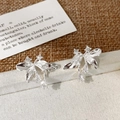Detalle de pendientes de pétalos de plata con circonitas y diseño ala de mariposa - Estilo de Pétalo / Plateado