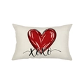 Fodera per cuscino rettangolare in lino beige con cuore rosso e scritta XOXO nera - Stile Cuore XOXO (JYZ028-7) / Rettangolare