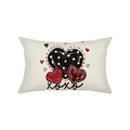 Fodera per cuscino rettangolare con cuori e stampa XOXO su tessuto lino beige - Stile Cuori Impilati (JYZ028-8) / Rettangolare
