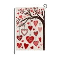 Bandiera da giardino di San Valentino con albero di cuori, trama lino e supporto - Albero a Cuore (HYQ079-2)