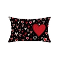 Funda de cojín rectangular negra con patrones de corazones para San Valentín - Estilo Lumbar / 30*50cm (Sin Relleno) / Corazones de Colores Negros