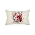 Rechteckiger Leinen-Kissenbezug mit Aquarell-Blumenherzdruck und beiger Stoffstruktur - 30*50cm / Aquarell-Blumenstil (JYZ029-2)