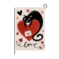 Bandiera da giardino con gatto nero e cuore rosso su tela di iuta per San Valentino decor - Gatto Nero con Grande Cuore Rosso (HYQ079-5)