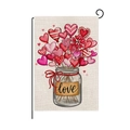 Valentine's Day garden flag with love heart glass jar design and metal hanger - Heart Balloons Jar Love Style (HYQ080-2)