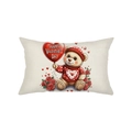 Housse de coussin rectangulaire de la Saint-Valentin avec ours en peluche et cœur - 30*50cm / Style Ours en Peluche Ballon Coeur (JYZ029-6)