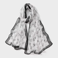 Elegante hijab in chiffon con stampa floreale in bianco e nero e bordi a contrasto - Bianco Grigio Floreale Artistico (XQ478-6#Bianco Grigio)