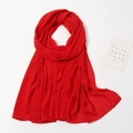 Vibrant red lightweight chiffon hijab scarf with delicate hemmed edges for women - Pure Red Lightweight Style (YW072-05#)