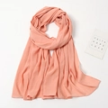 Breathable peach pink pearl bubble chiffon long hijab scarf for women - Pink-Orange Lightweight Style (YW072-10#)