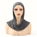 Solid dark grey cross-wrap hijab headscarf in soft modal fabric for women - Dark Gray