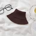 Detailed view of dark brown knitted turtleneck neck warmer with elastic ribbed texture - Coffee