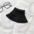 Close-up of black ribbed knit neck warmer with double-layer texture and warm fabric - Black
