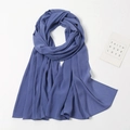 Elegant navy blue chiffon hijab scarf with crinkle texture and faith hope love card - Deep Blue Fine Texture Style (YW072-15#)