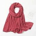 Chiffon hijab long scarf in deep red, elegant plain solid wrap for women - Coral Red Lightweight Style (YW072-18#)