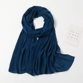 Navy blue bubble chiffon hijab scarf for women, elegant solid color head wrap shawl - Deep Blue Lightweight Style (YW072-21#)