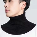 Winter black knitted turtle-neck fake collar dickie neck warmer scarf for men and women - 1# Black